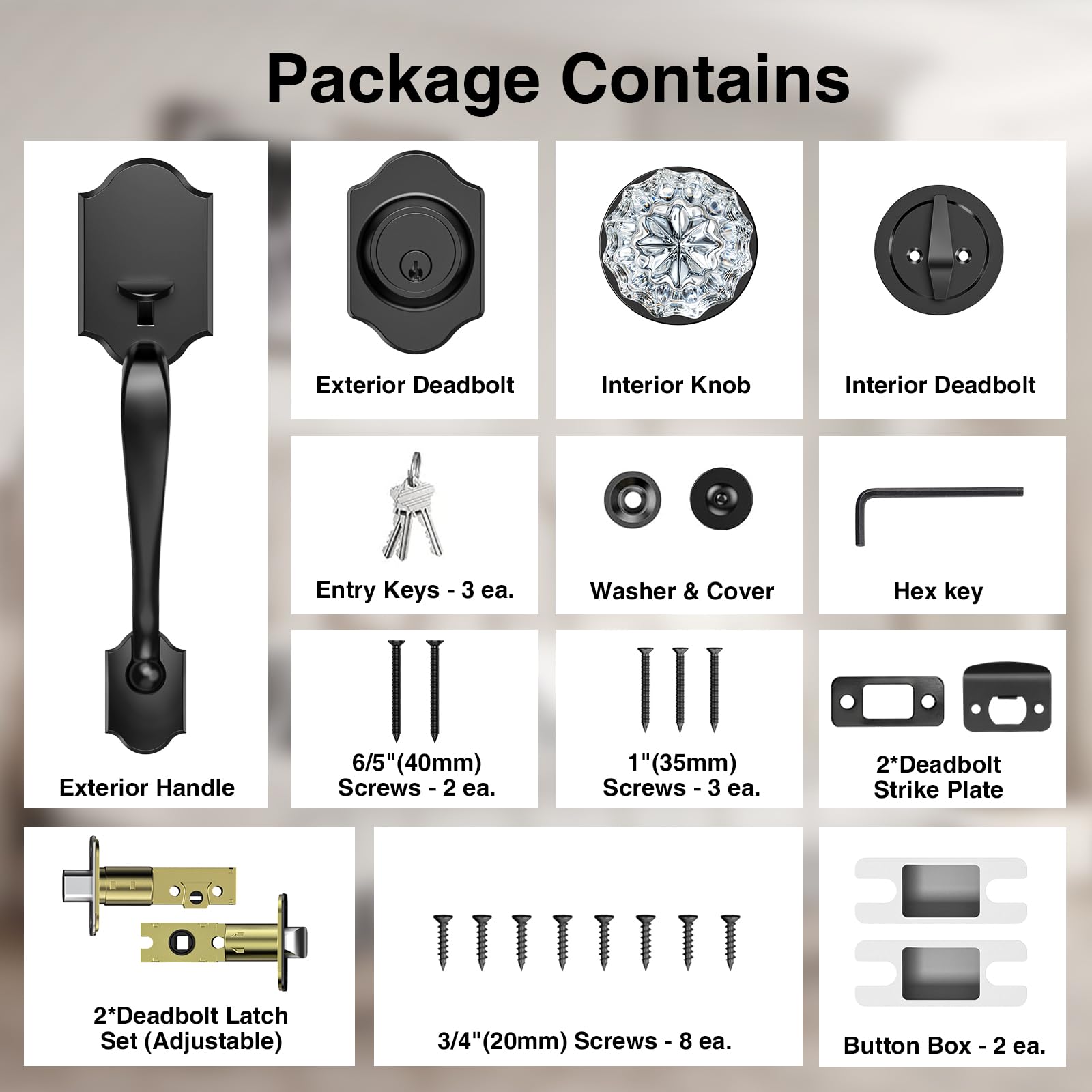 Calzibeno front-door lock set installed on exterior for security