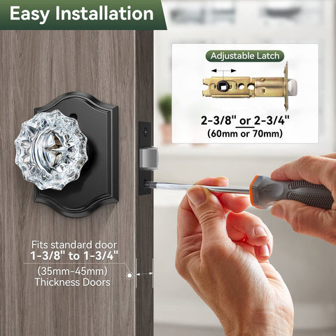Left-right reversible Calzibeno door knob for flexible door orientation.