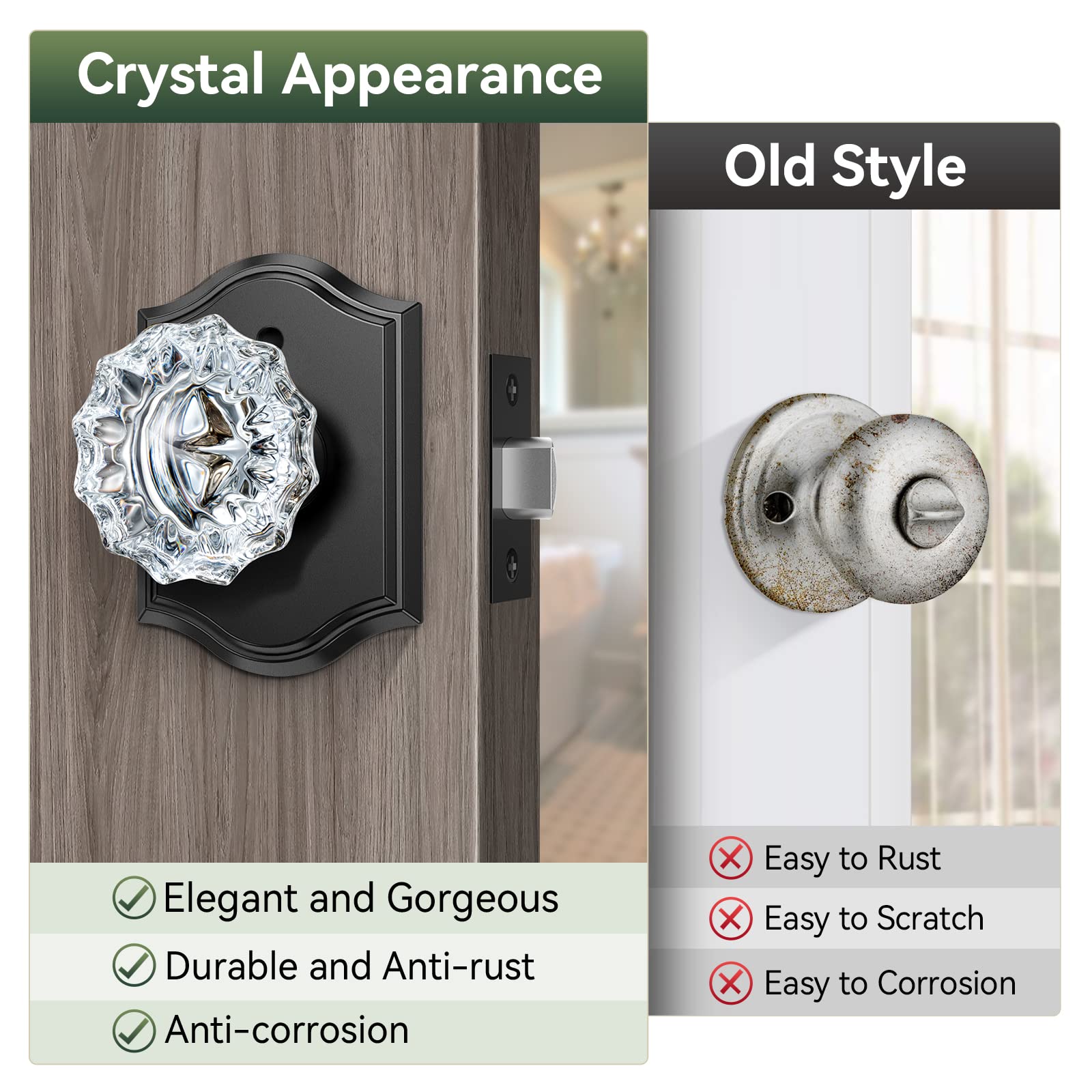 Assembly view of Calzibeno rose crystal knob with crystal detail.