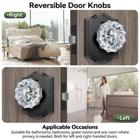 Calzibeno universal fit crystal knob works with common interior doors