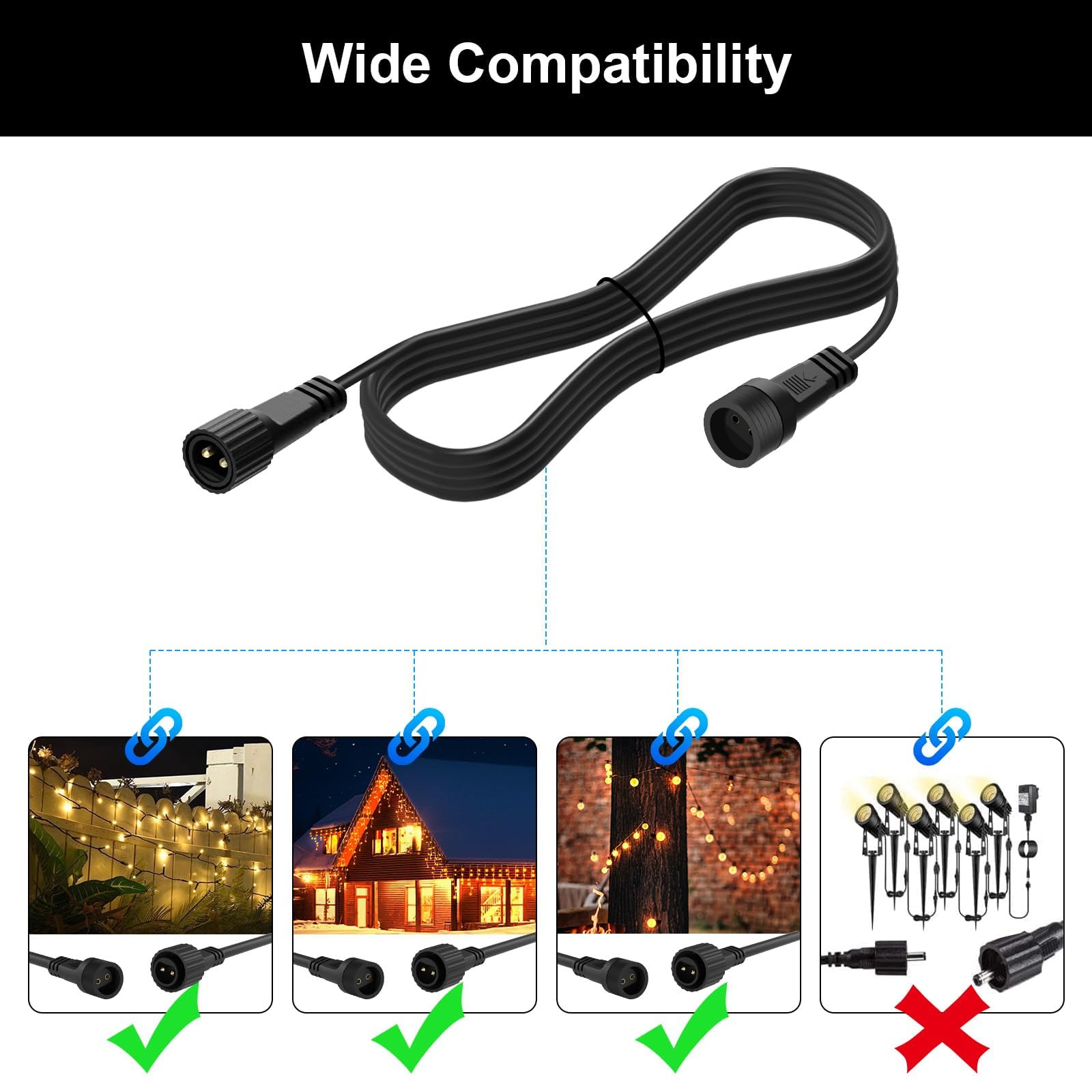 Camantu two pack extension cords versatile for multiple lighting projects