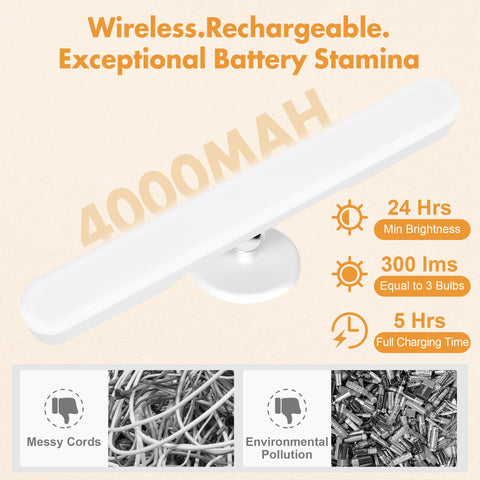 cambk rechargeable vanity light with 4000mAh battery for long use
