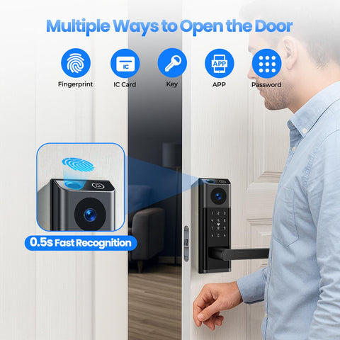 Camcamp five unlock methods—fingerprint, PIN, app, fob, and key—for flexible access.