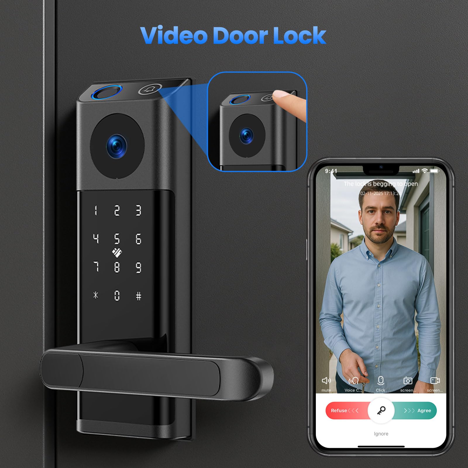 Camcamp no-drill installation demonstrates quick, damage-free front-door upgrade.