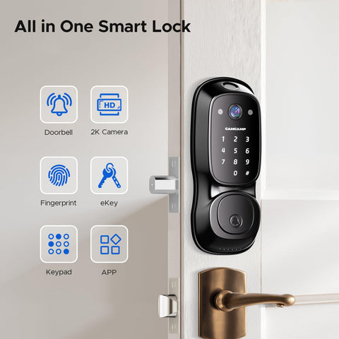 Camcamp Smart Door Lock camera feed for live door surveillance.