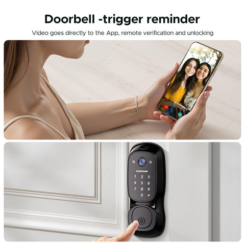 Camcamp Smart Door Lock fingerprint recognition for quick access.