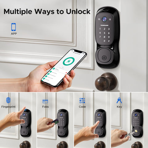 Camcamp Smart Door Lock night vision provides clear footage after dark.
