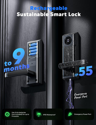 CAMCAMP door lock with USB-C emergency power for reliability.
