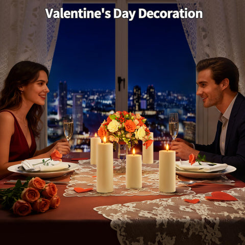 CAMCLIM ivory pillar candles with varied heights for layered centerpiece