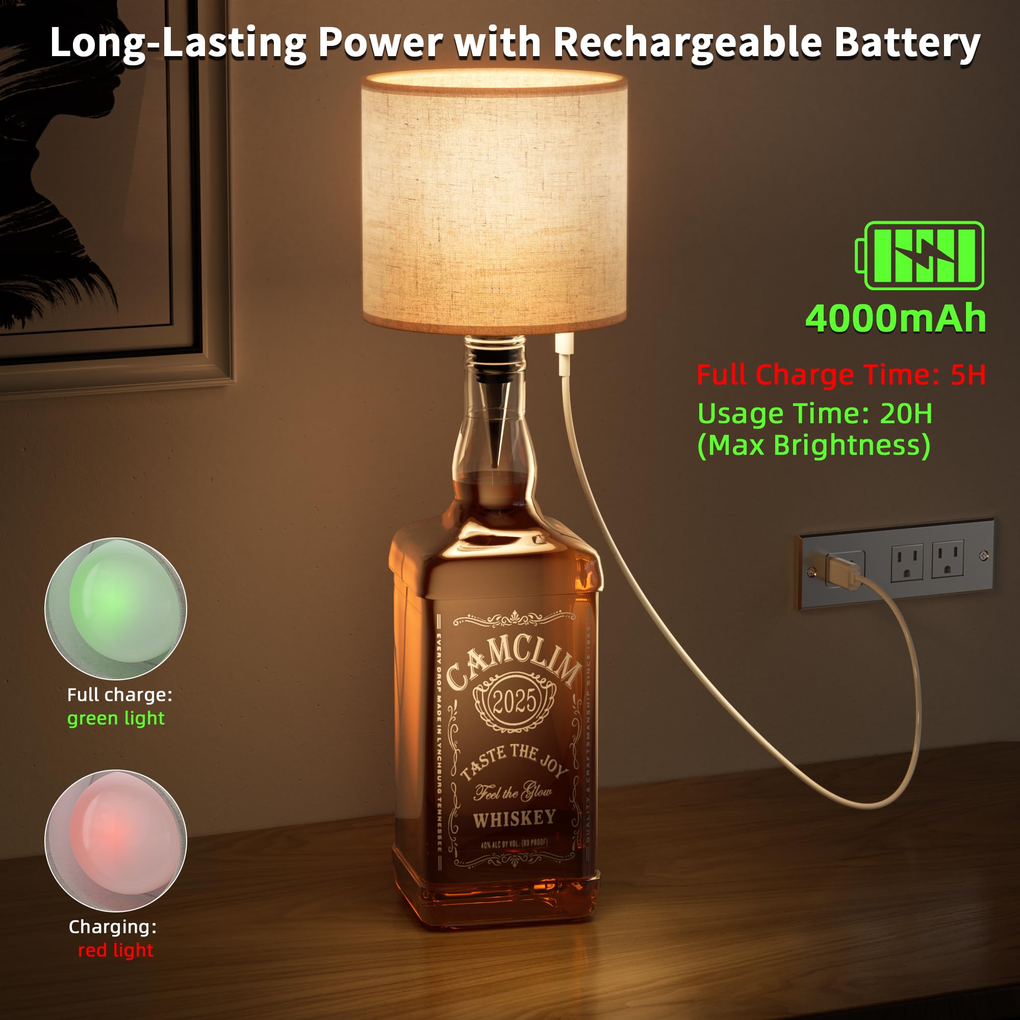 CAMCLIM outdoor-friendly bottle lamp ideal for patio or bar ambiance