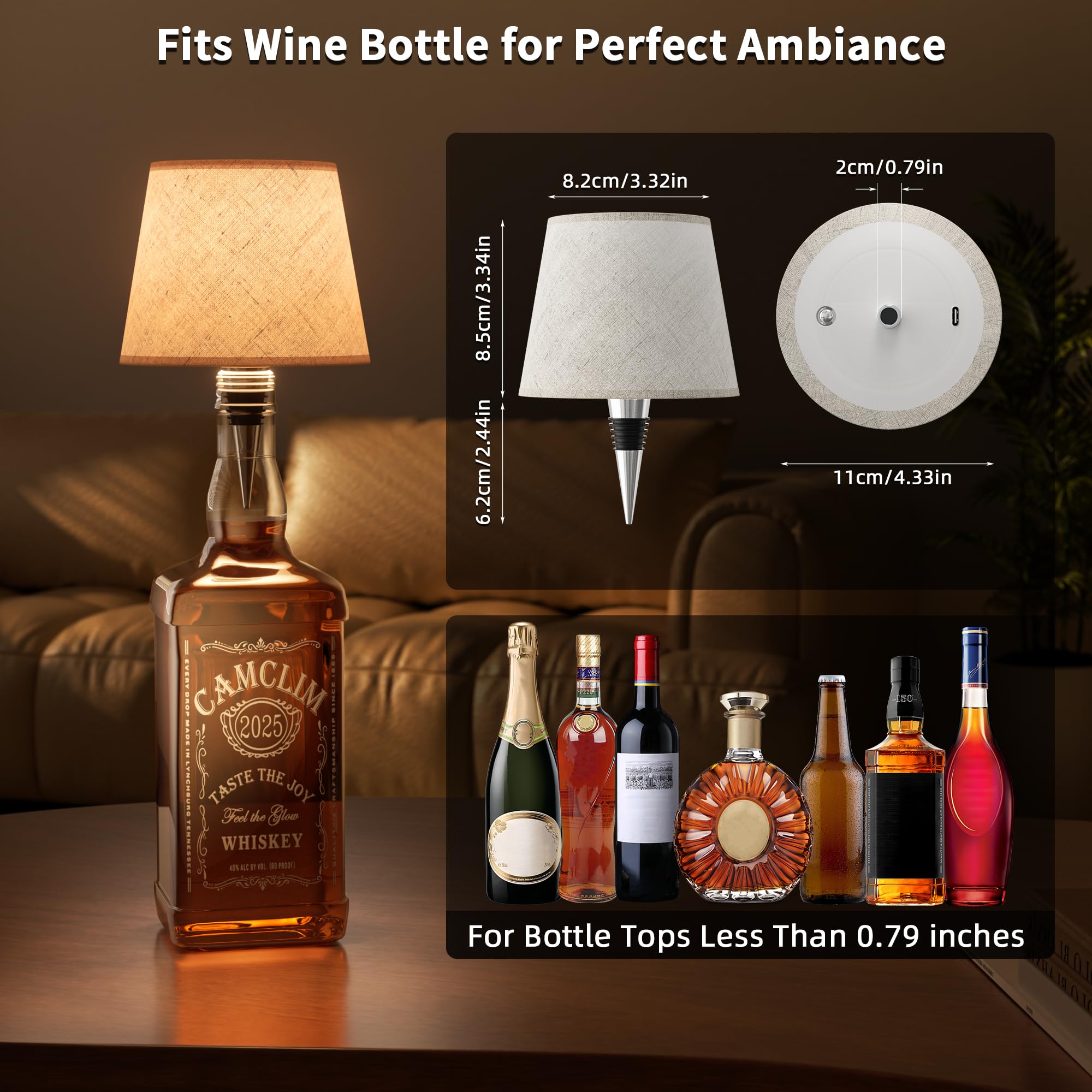 CAMCLIM portable bottle light ideal for outdoor tables and rooms