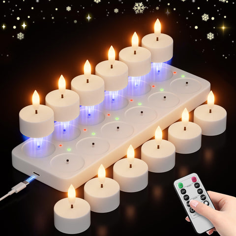 CAMCLIM charging station with green indicators keeps tea lights ready.
