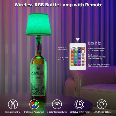 CAMCLIM rechargeable wine bottle light with 4000mAh battery for patio use