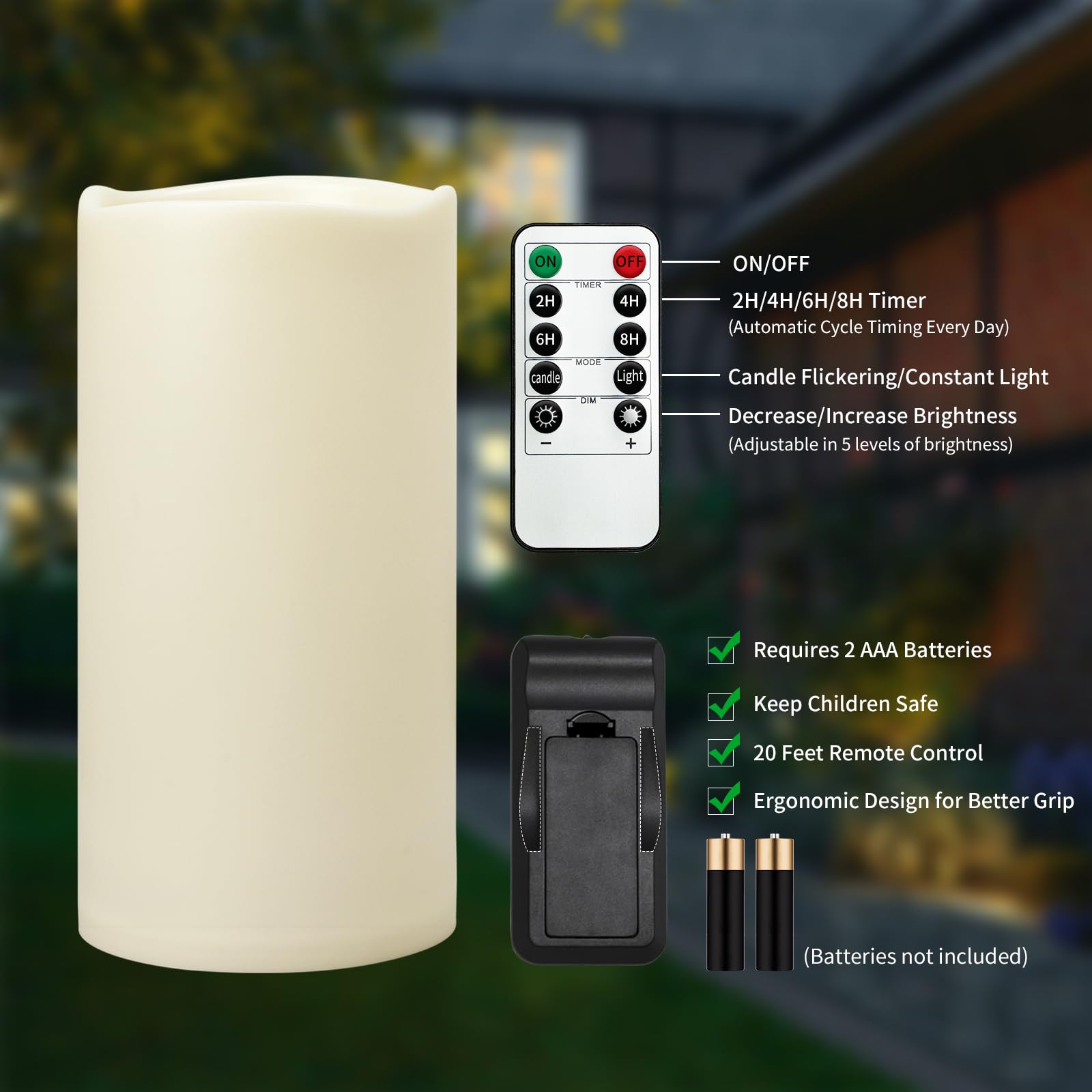 CAMCLIM remote control candle works up to 20 feet