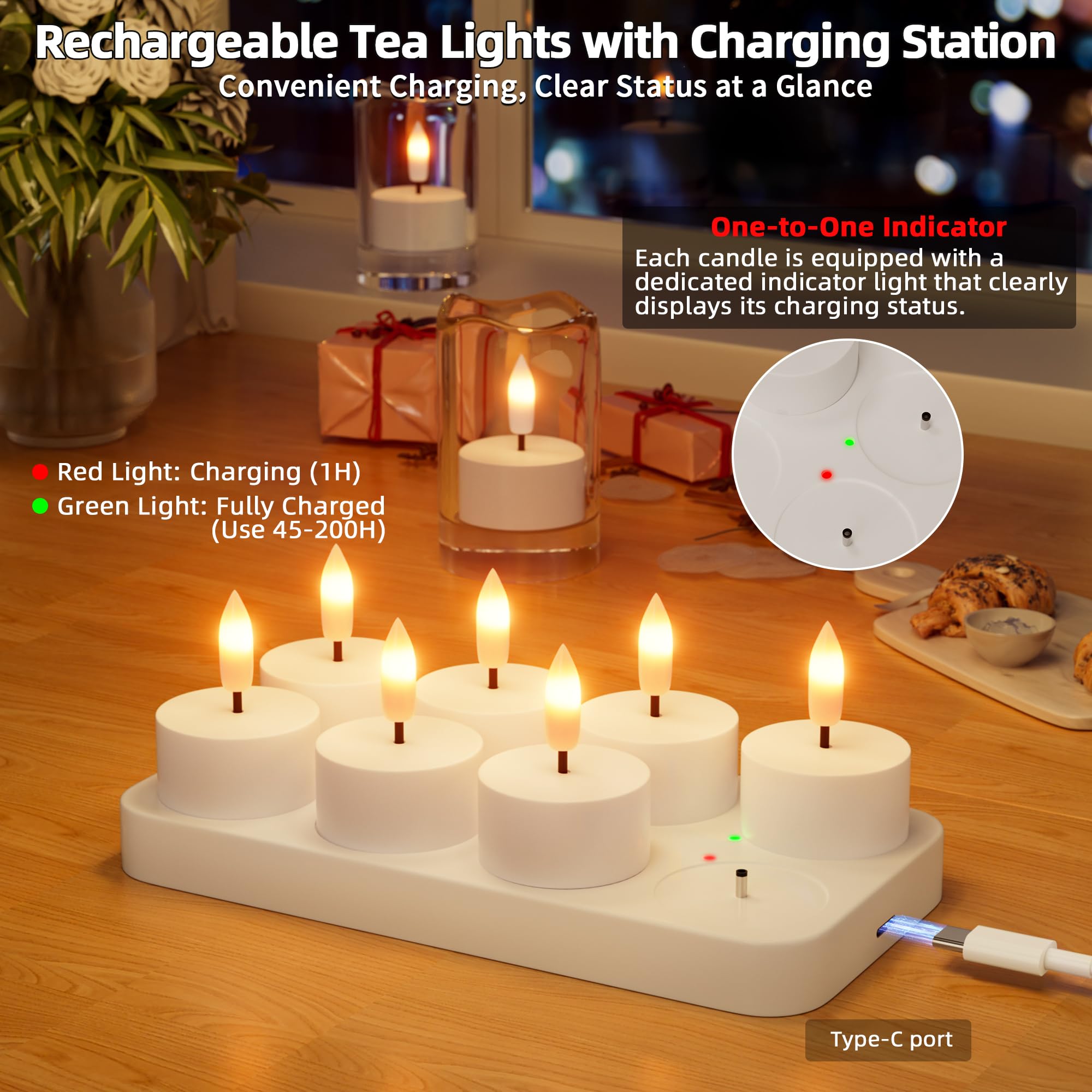 CAMCLIM flameless tealights provide safe lighting with no wax mess