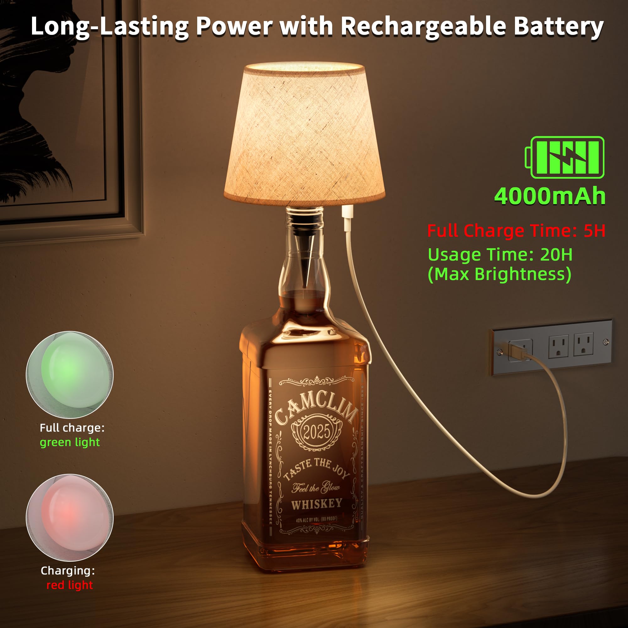 CAMCLIM set of 2 wine bottle lamps to refresh decor