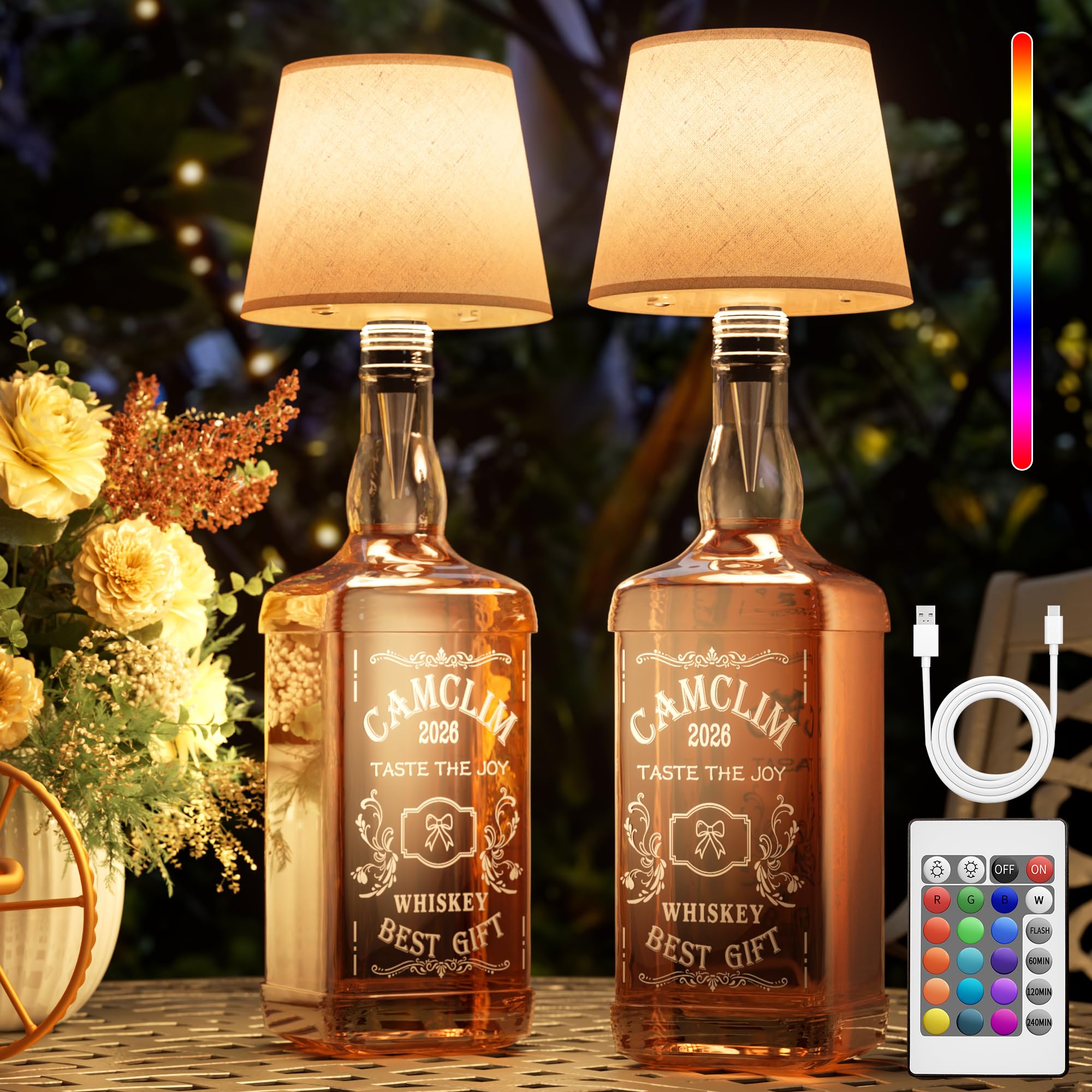 CAMCLIM wireless wine bottle lamp shade with remote for flexible lighting
