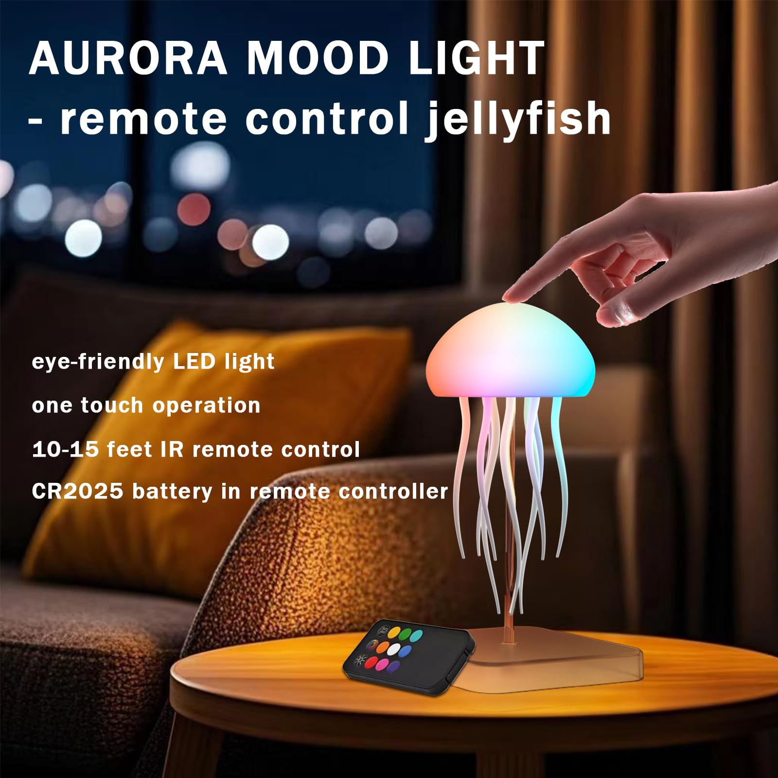 Camdii Jellyfish Lamp remote control convenient for cozy seating.