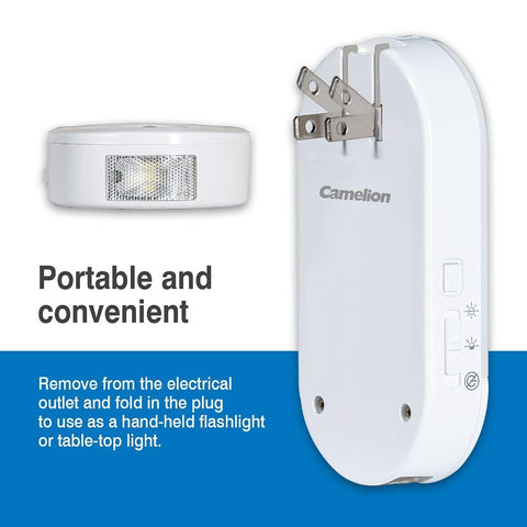 Camelion portable tabletop light for versatile use when unplugged.