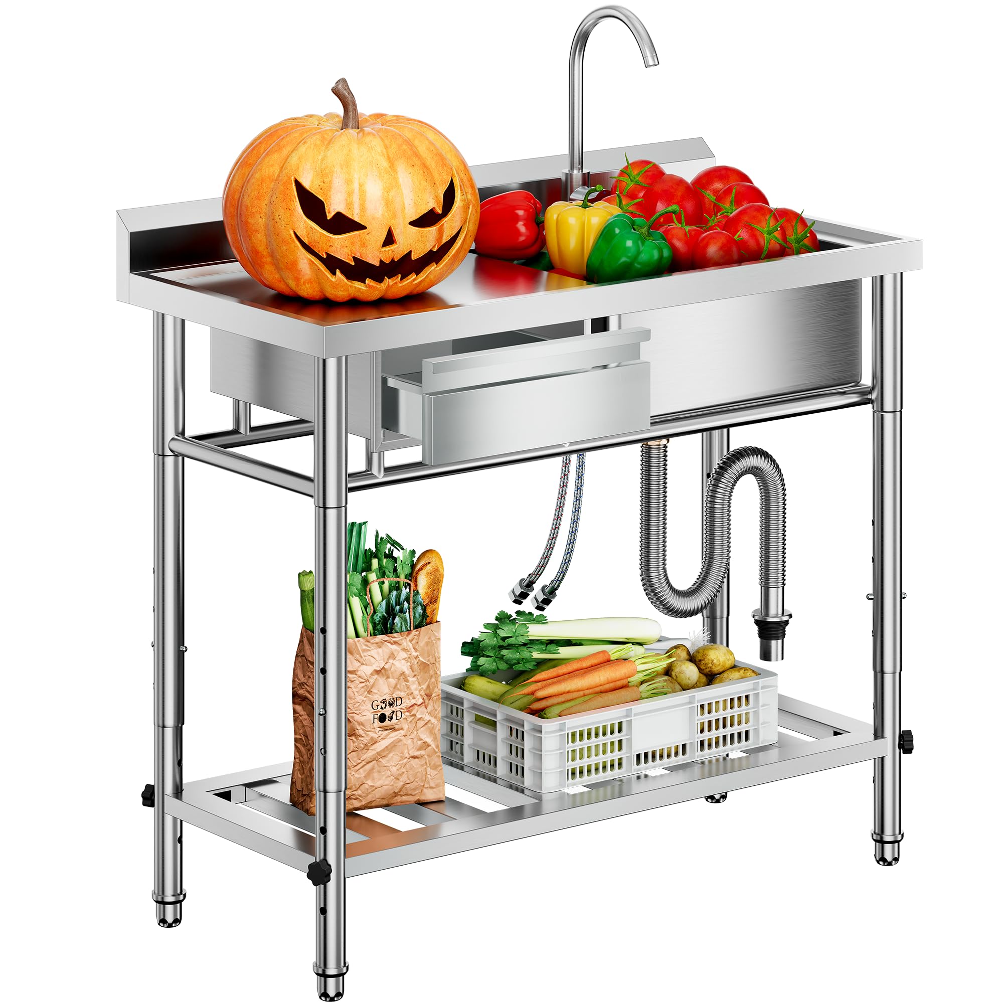CAMMOO 39-inch utility sink with a wide basin for large cleanup tasks