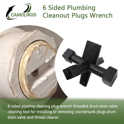 CAMOLIKOS drum trap cleanout tool assists installing and removing countersunk plugs and traps.