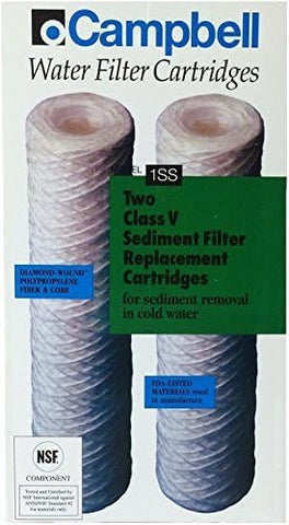 Campbell 1SS sediment filter packaging shows a 2-pack for easy replacement