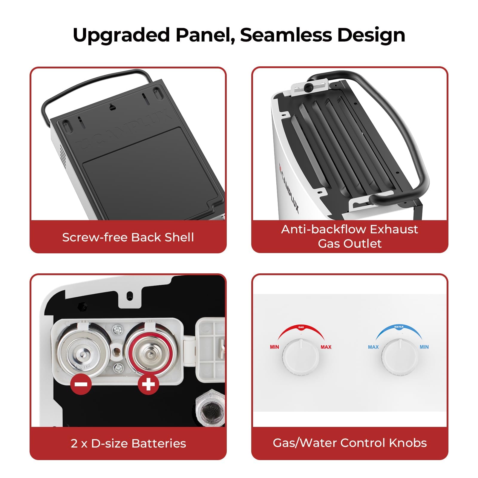 Camplux AY132 CSA-certified safety features protect during operation.