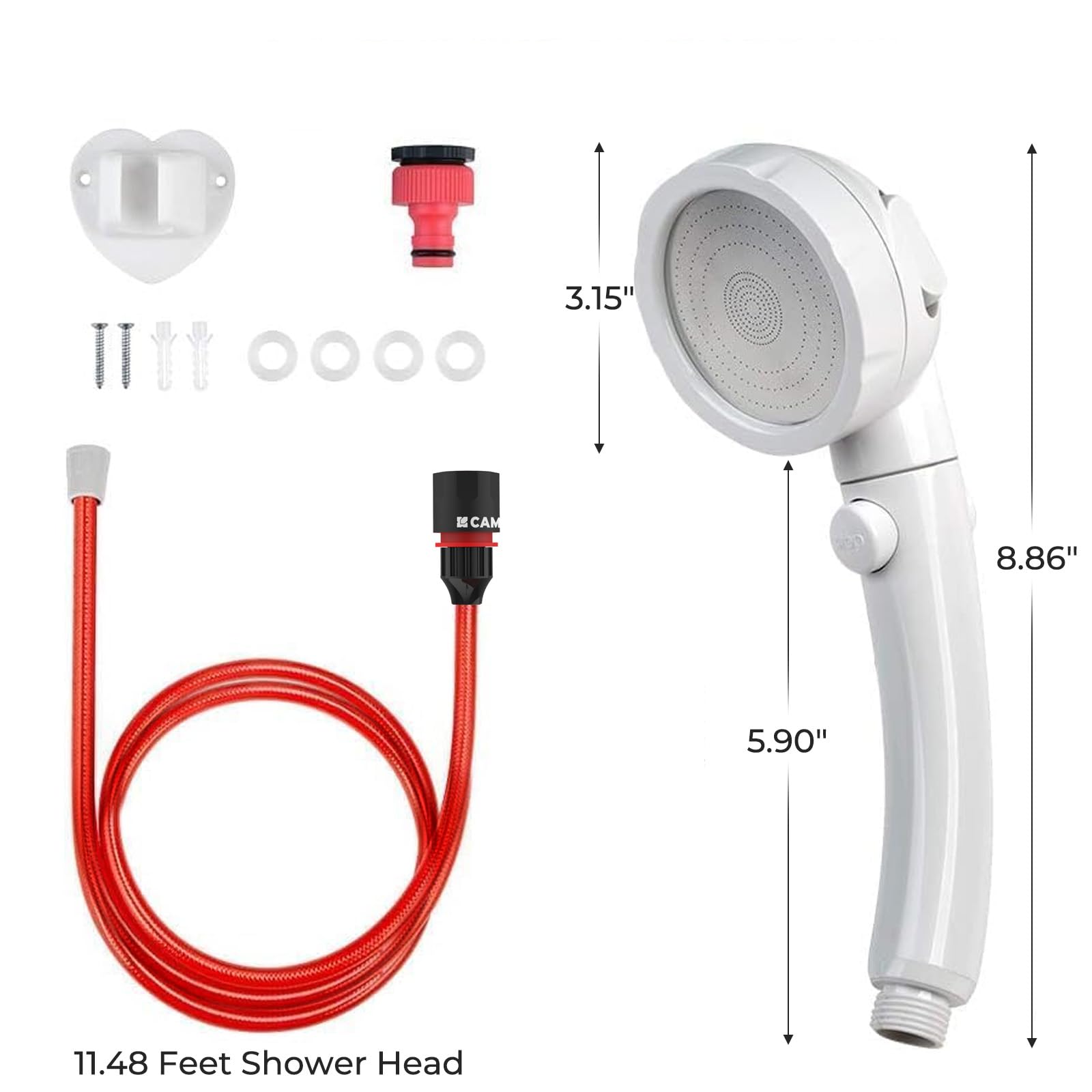 CAMPLUX on/off switch enables instant water flow control during use.