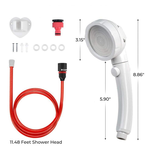 CAMPLUX on/off switch enables instant water flow control during use.