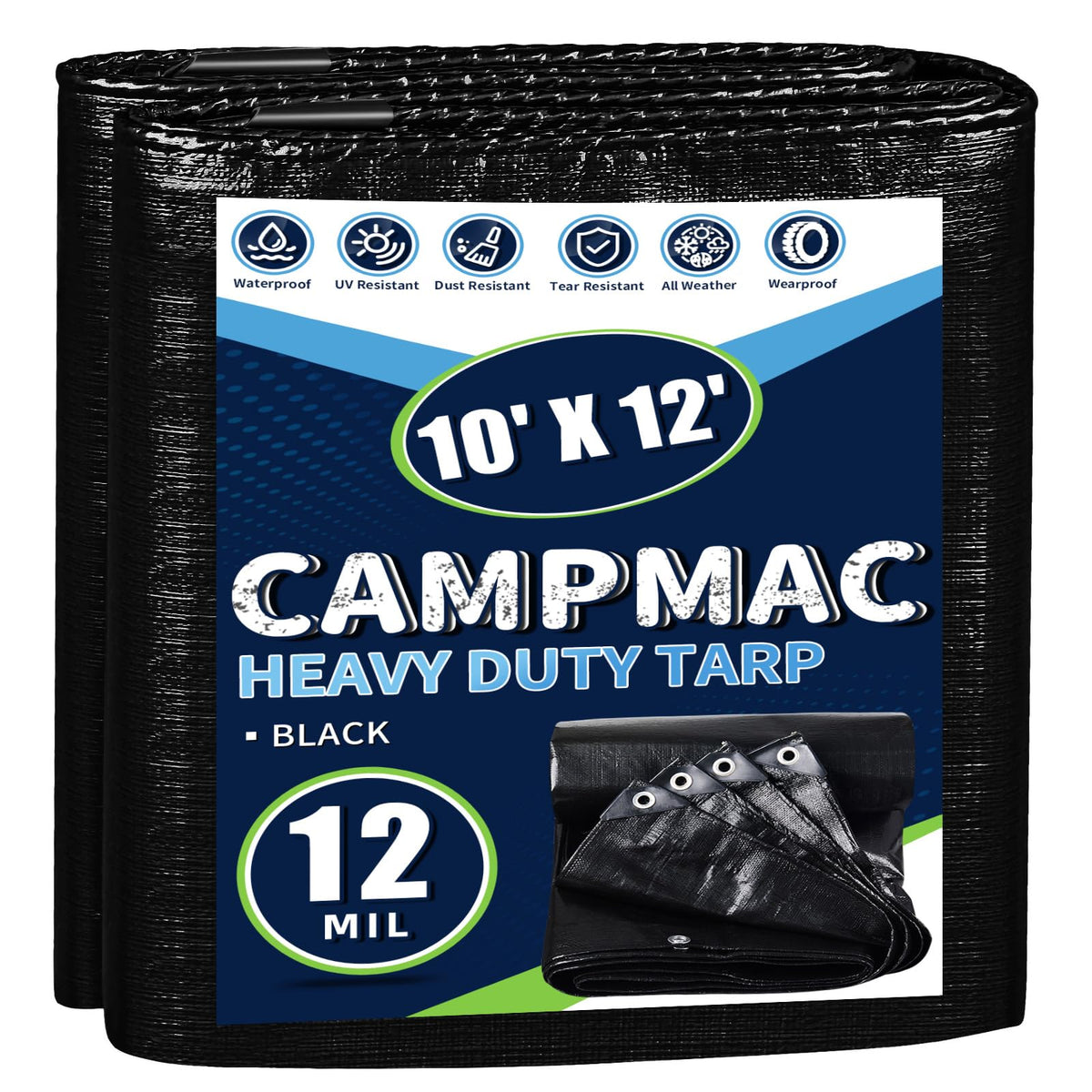 CAMPMAC black tarp 12mil for rugged outdoor protection