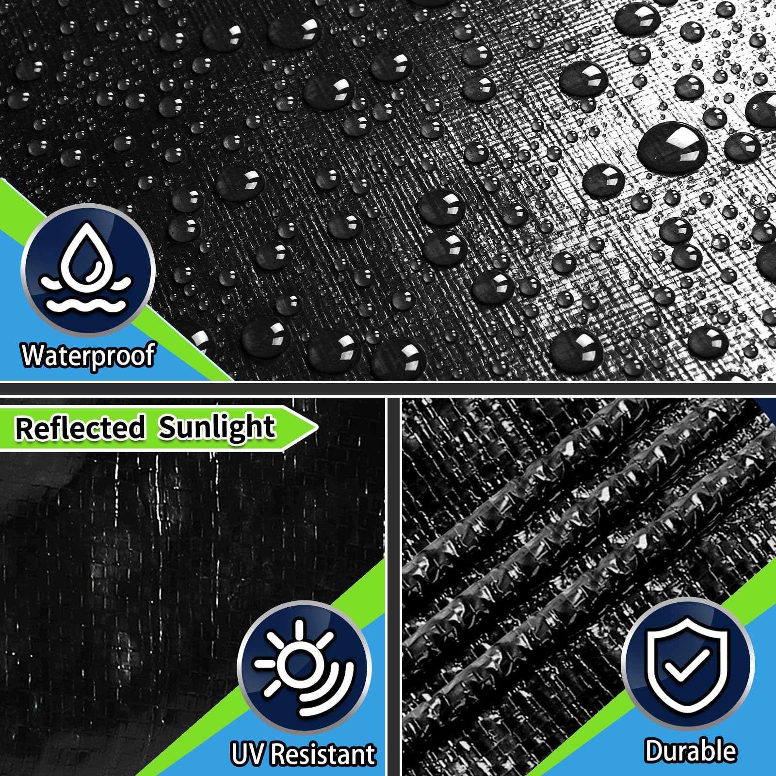 CAMPMAC tarp features heat-sealed seams to prevent water intrusion