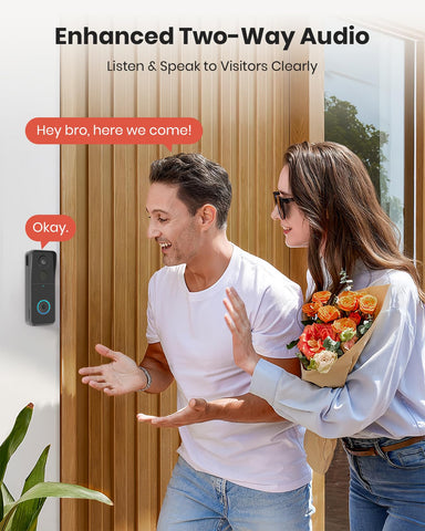 CAMSTRO Doorbell Camera 2-Way Audio lets you reply instantly from anywhere.