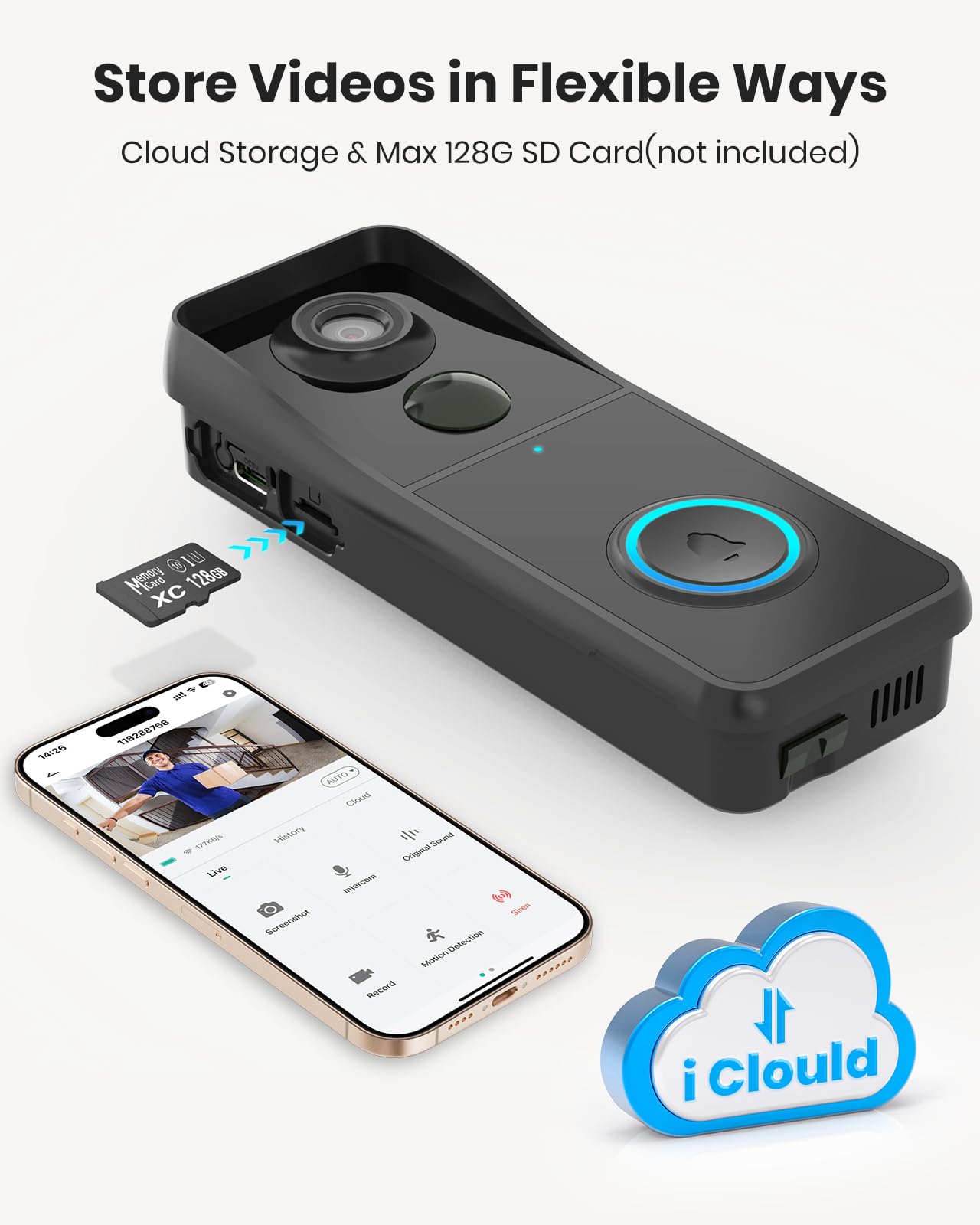 CAMSTRO Doorbell Camera wifi-sharing enables family-wide access to live footage.