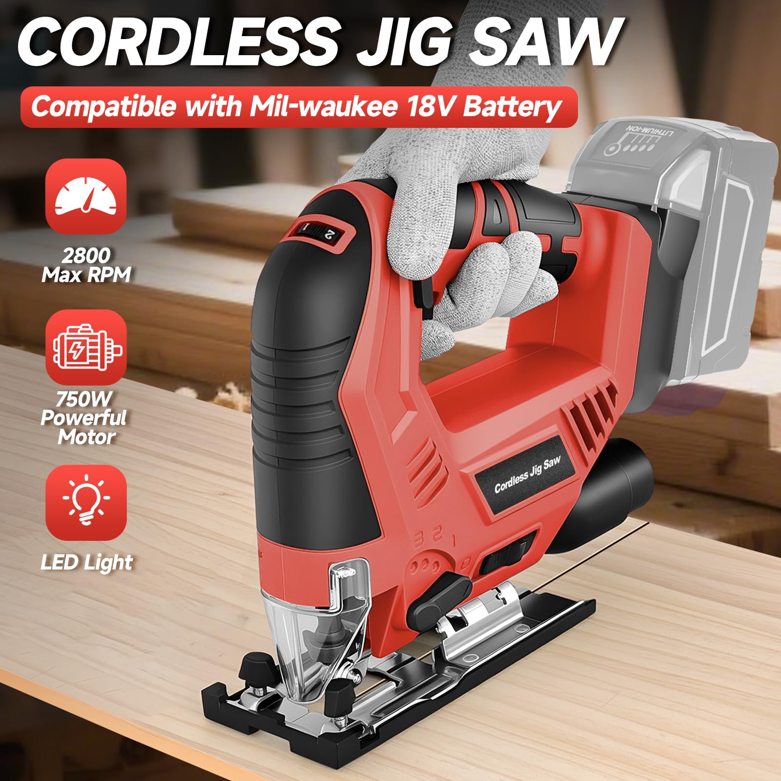 CAMXTOOL jigsaw bevel capability for accurate plus or minus 45 degree bevel cuts.