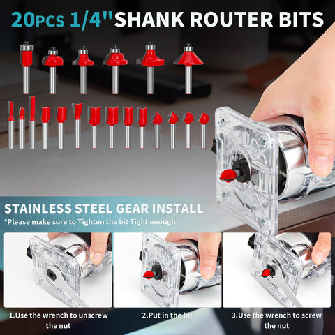 Canbrake cordless wood router six speed settings for different materials.