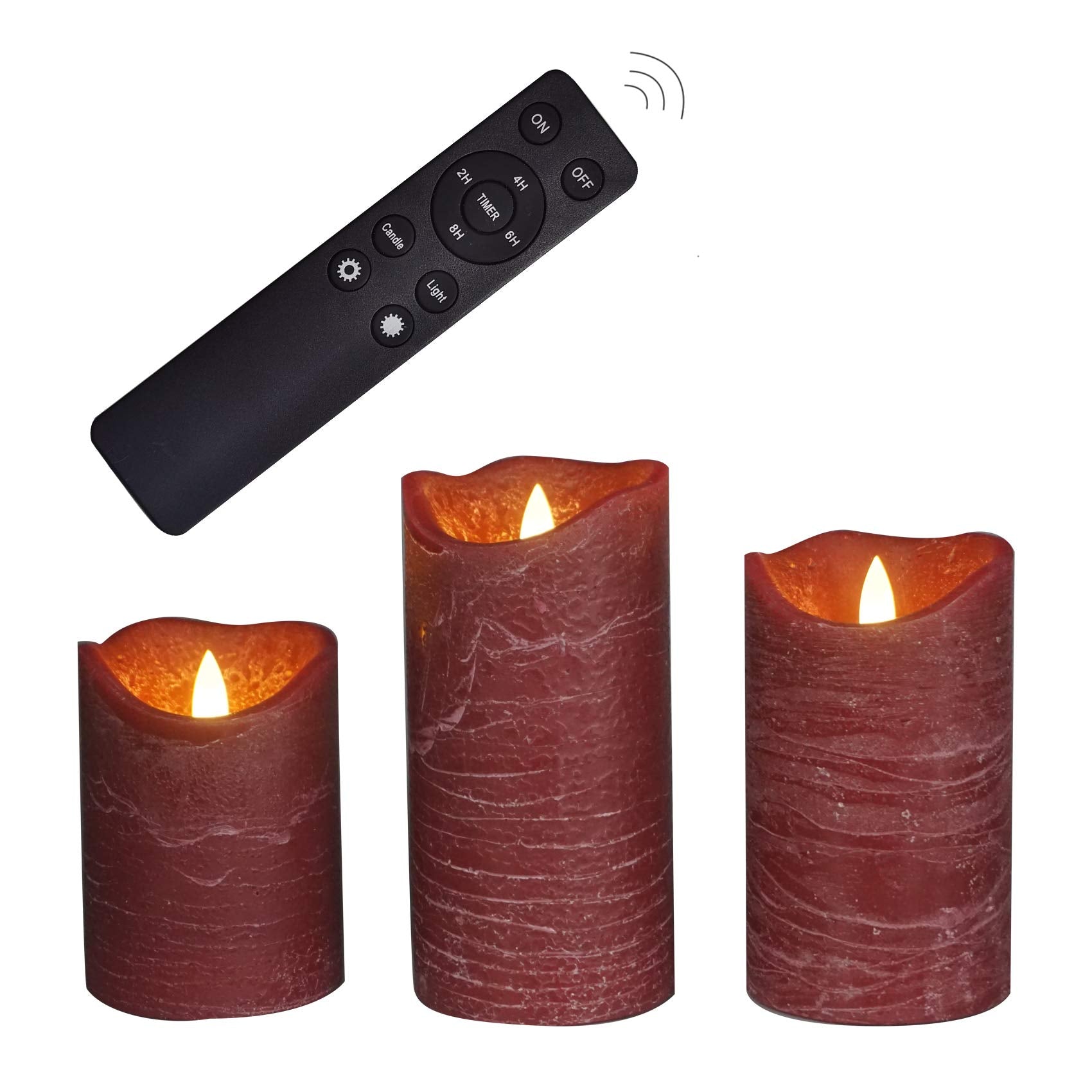 Candle Choice burgundy flameless candle with realistic wax texture for warm ambiance