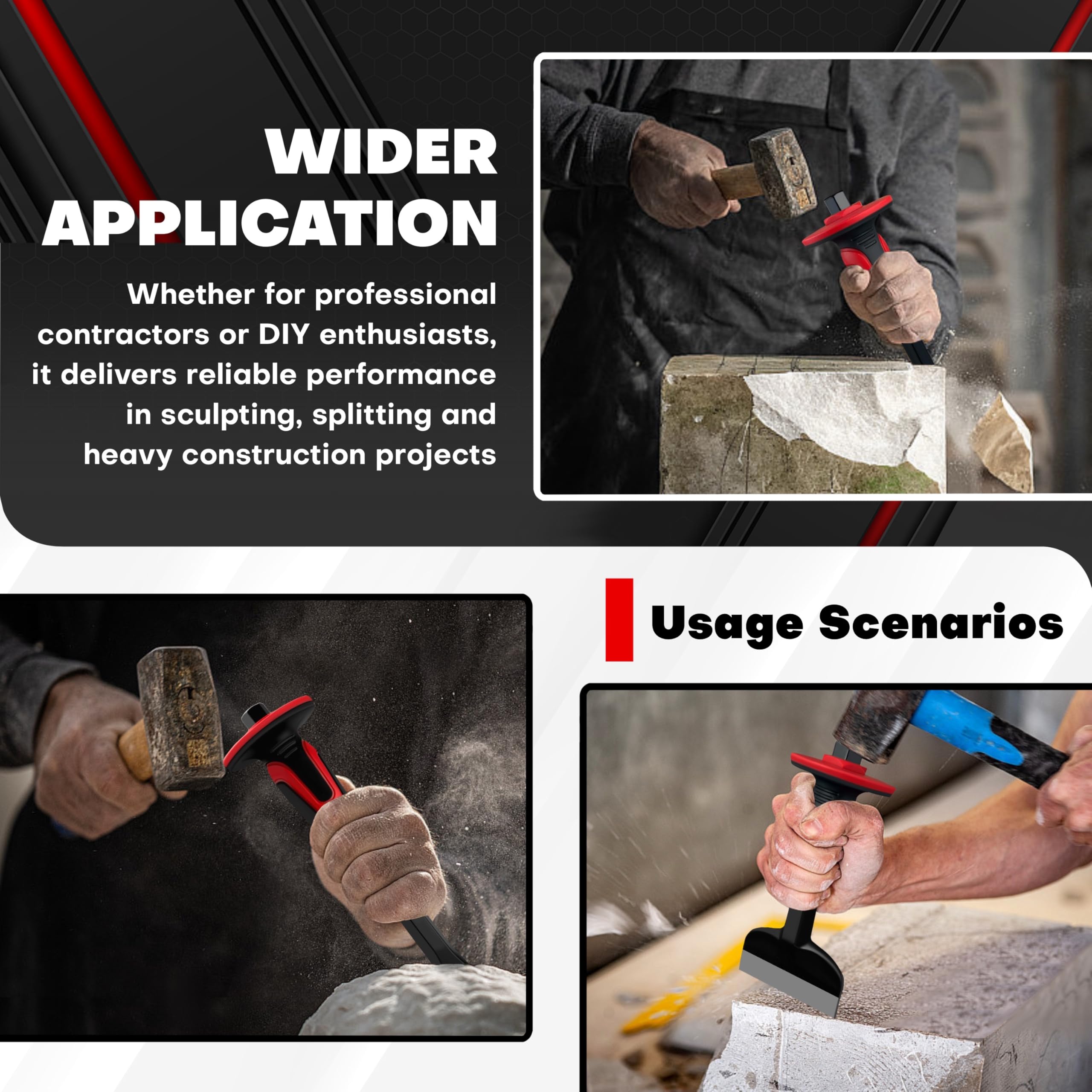 C&T masonry chisel set versatile for demolition, carving, and heavy-duty projects