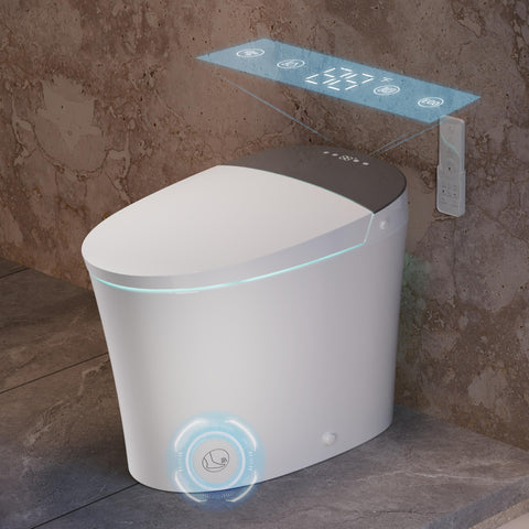CANEST Smart Toilet front view shows a sleek, compact footprint for small bathrooms.