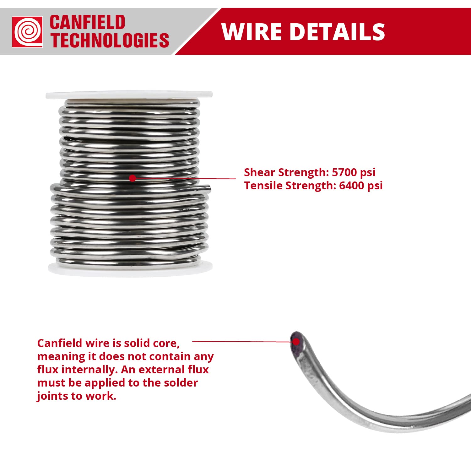 Canfield 60/40 solder flow on copper foil example.