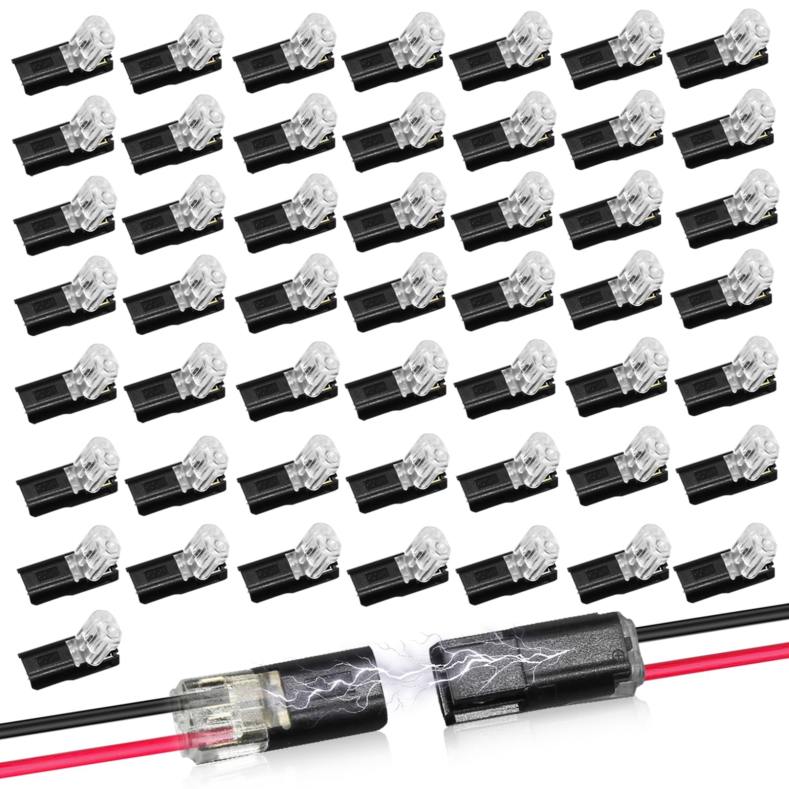 CANIPHA double-wire connector close-up for reusable LED wiring.