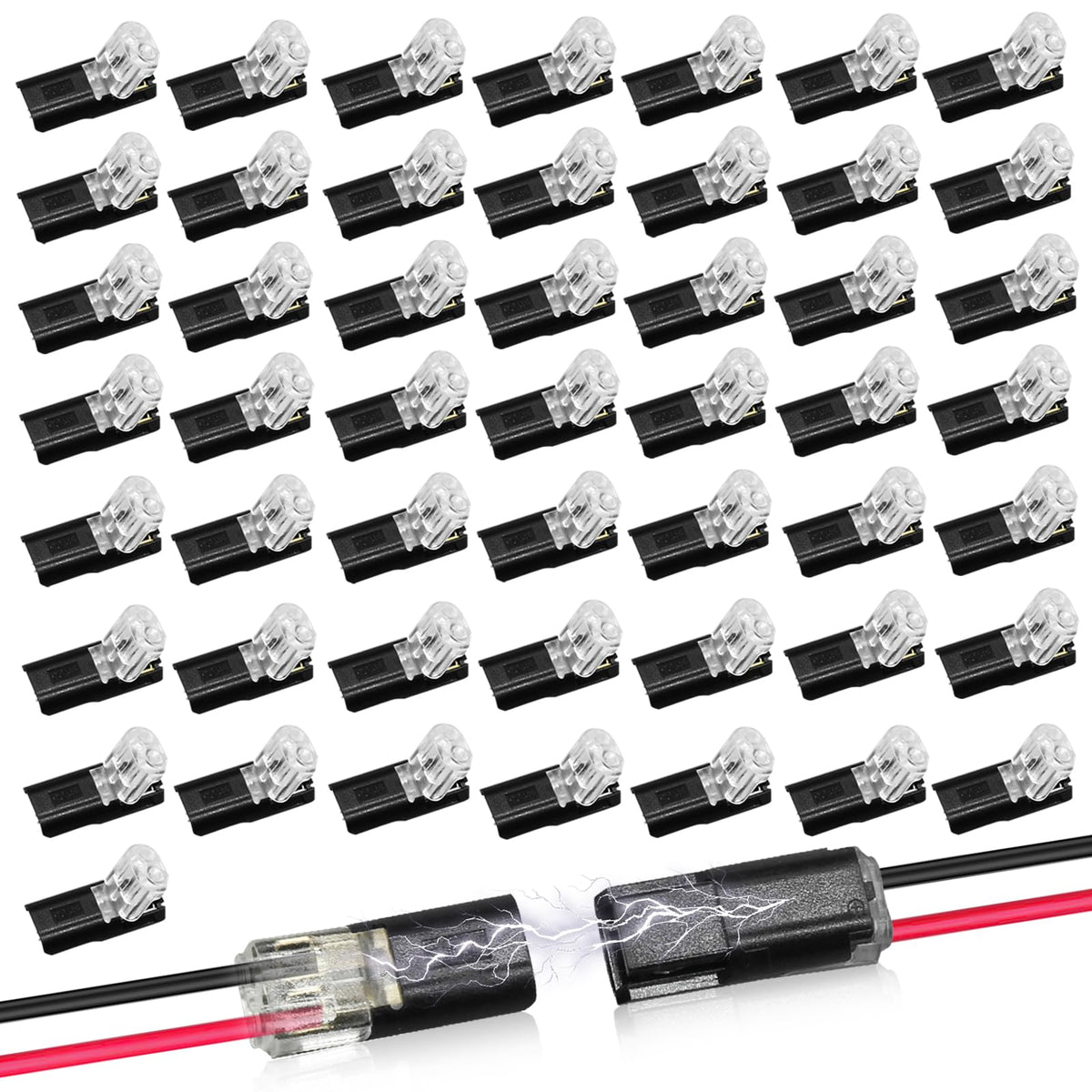 CANIPHA double-wire connector close-up for reusable LED wiring.