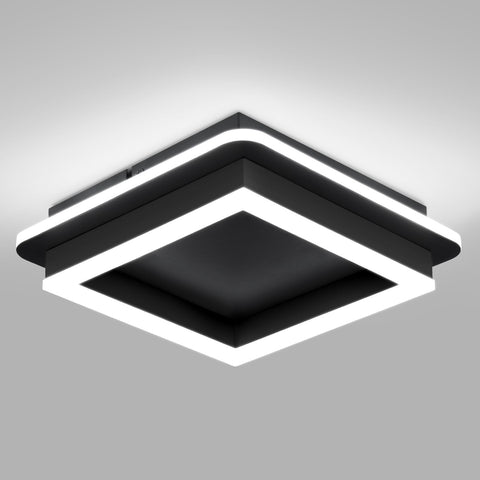 CANEOE black square LED ceiling light front view highlighting minimal design and even illumination