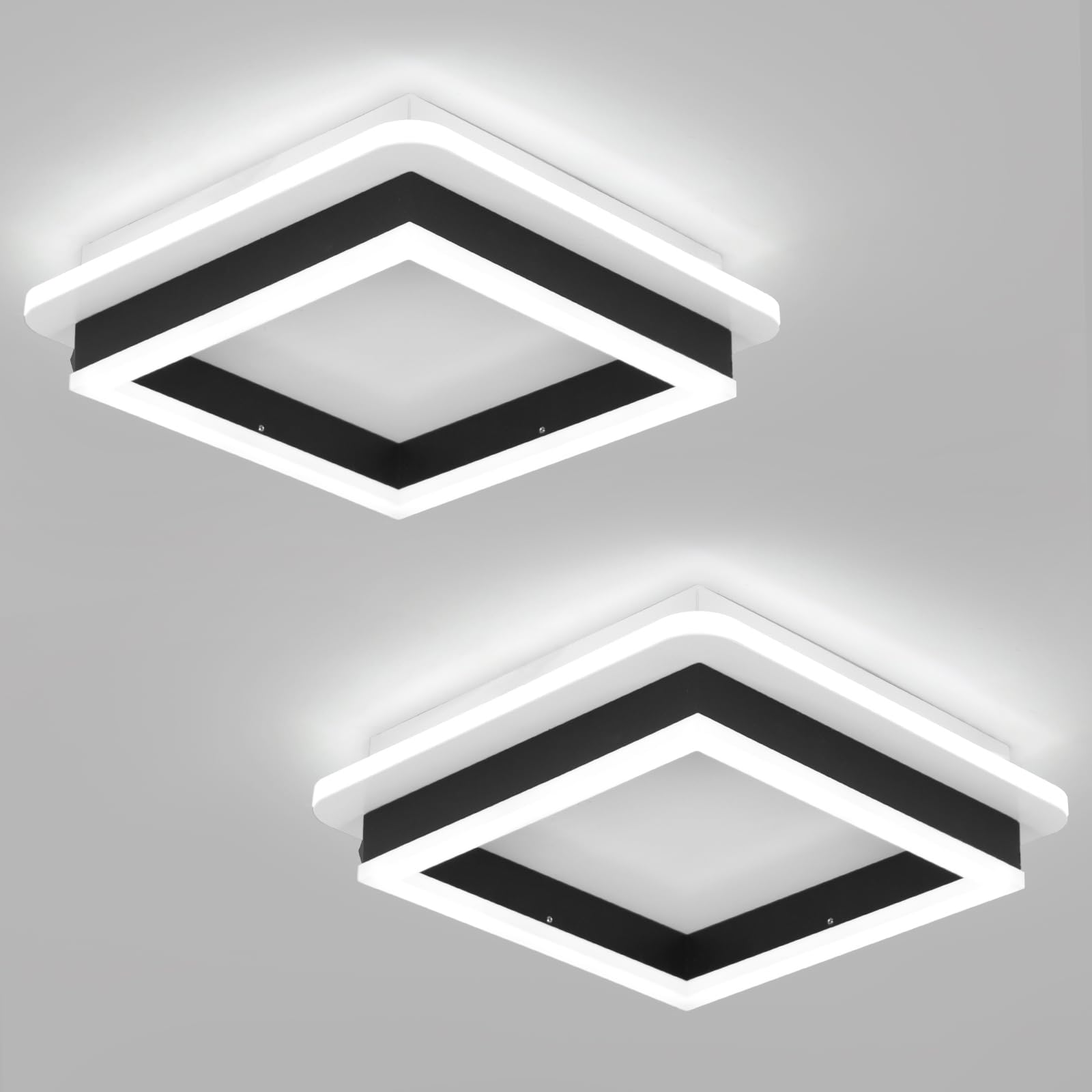 CANEOE square flush mount light black 2-pack delivers clean hallway illumination