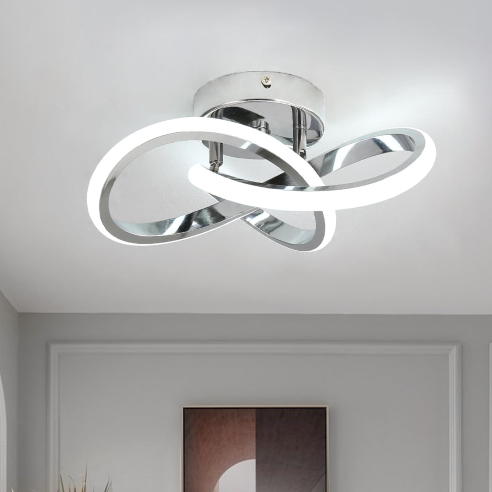 CANEOE hallway light with chrome close-to-ceiling finish brightens entryways.
