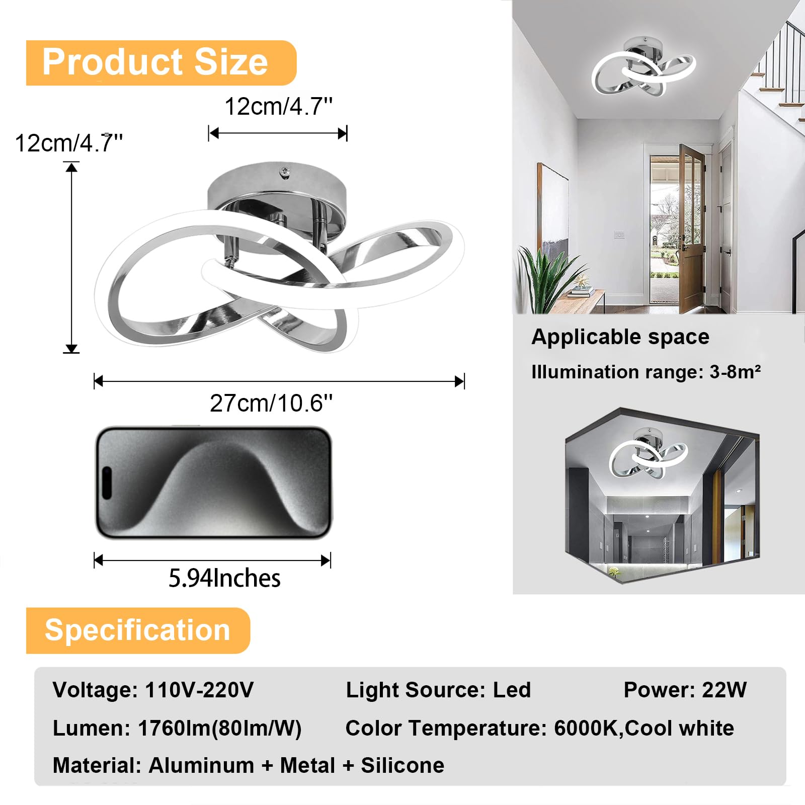 CANEOE LED ceiling light curved design for contemporary spaces.
