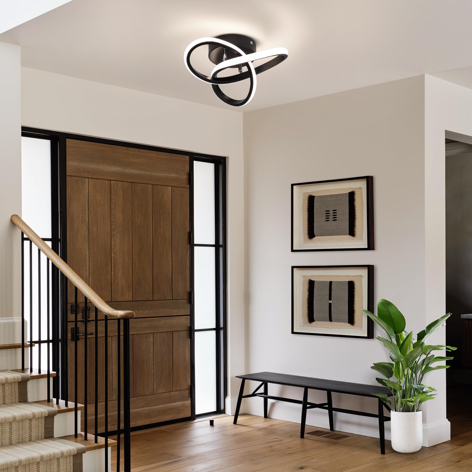 CANEOE black-finish fixture provides clean, contemporary hallway lighting