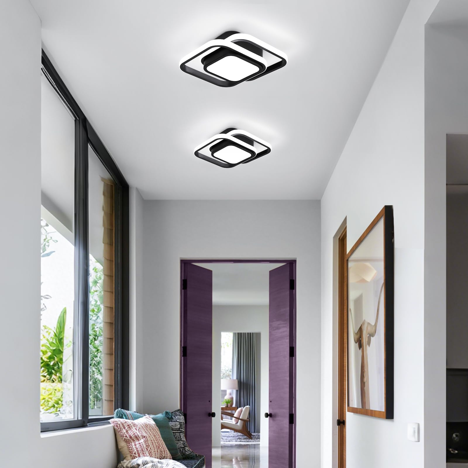 CANEOE square ceiling light assembly demonstrates easy installation for quick setup.