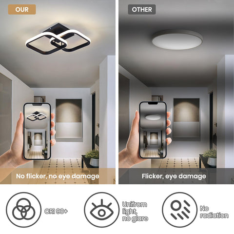 CANEOE square cross-design ceiling fixture adds depth and contemporary appeal.
