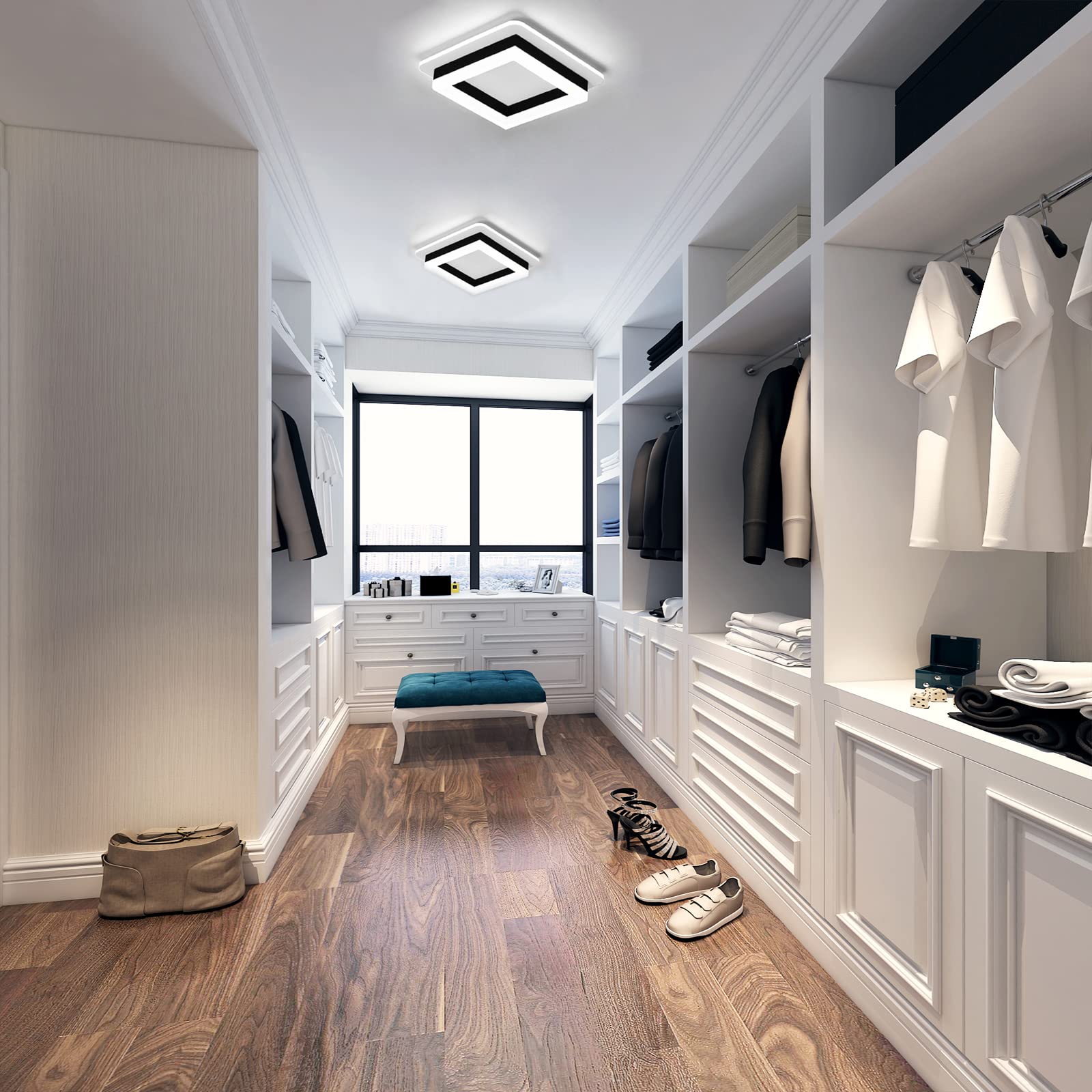CANEOE hallway fixture provides minimalist glow for a bright, welcoming corridor.