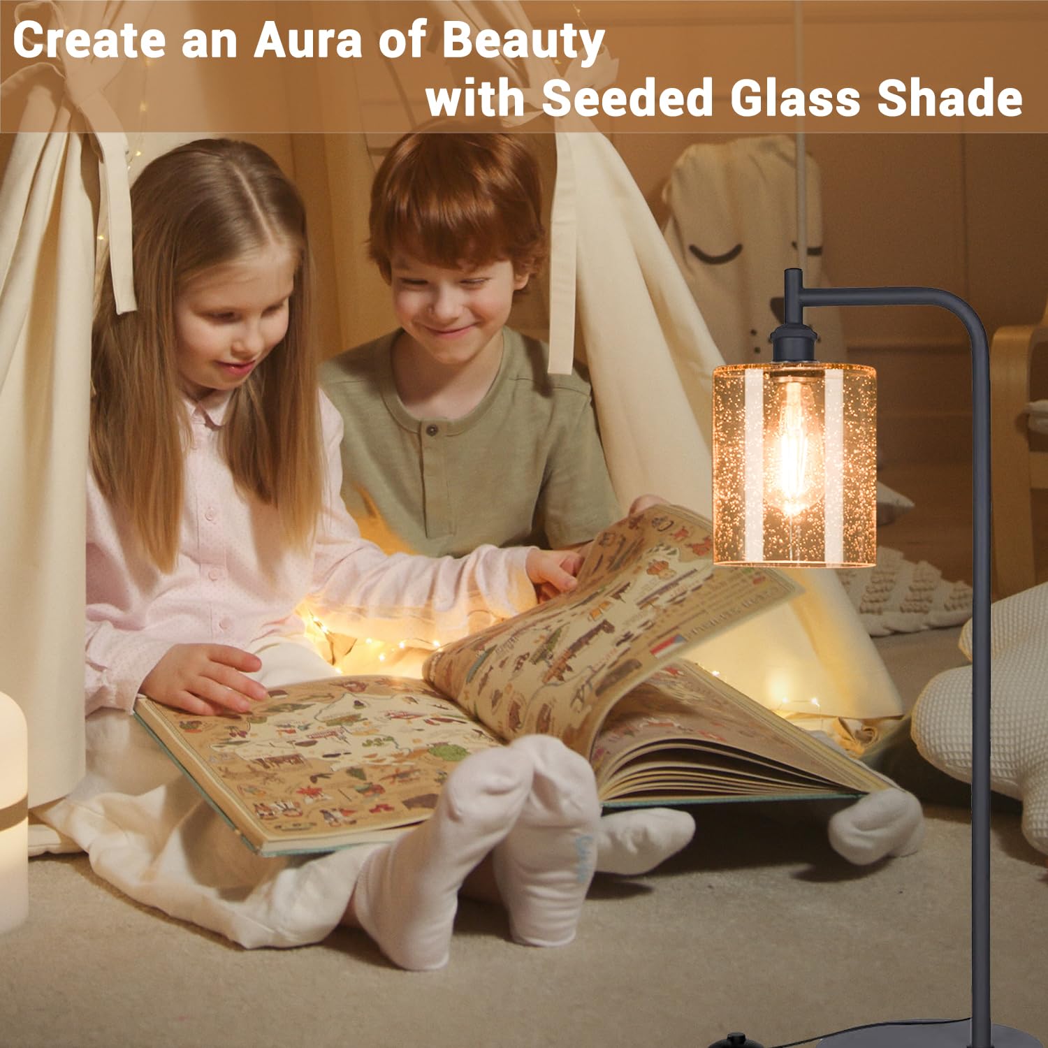 Canomo seeded bubble glass shade 4in top diameter on a fixture